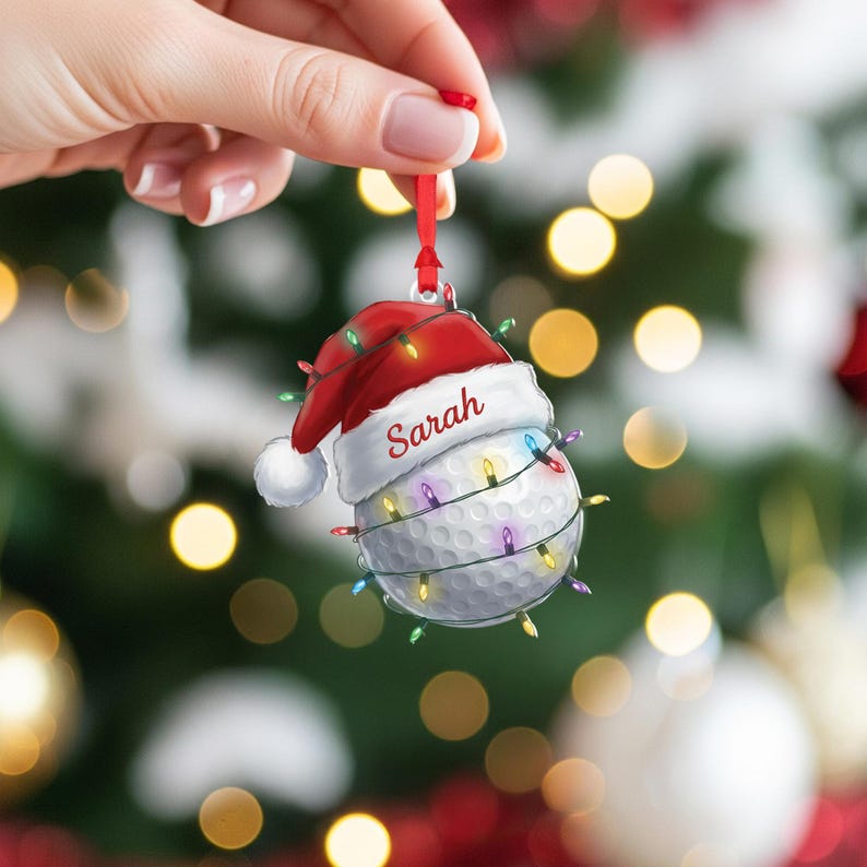 Personalized Golf Ball Christmas Ornament: Acrylic Golfer Gift