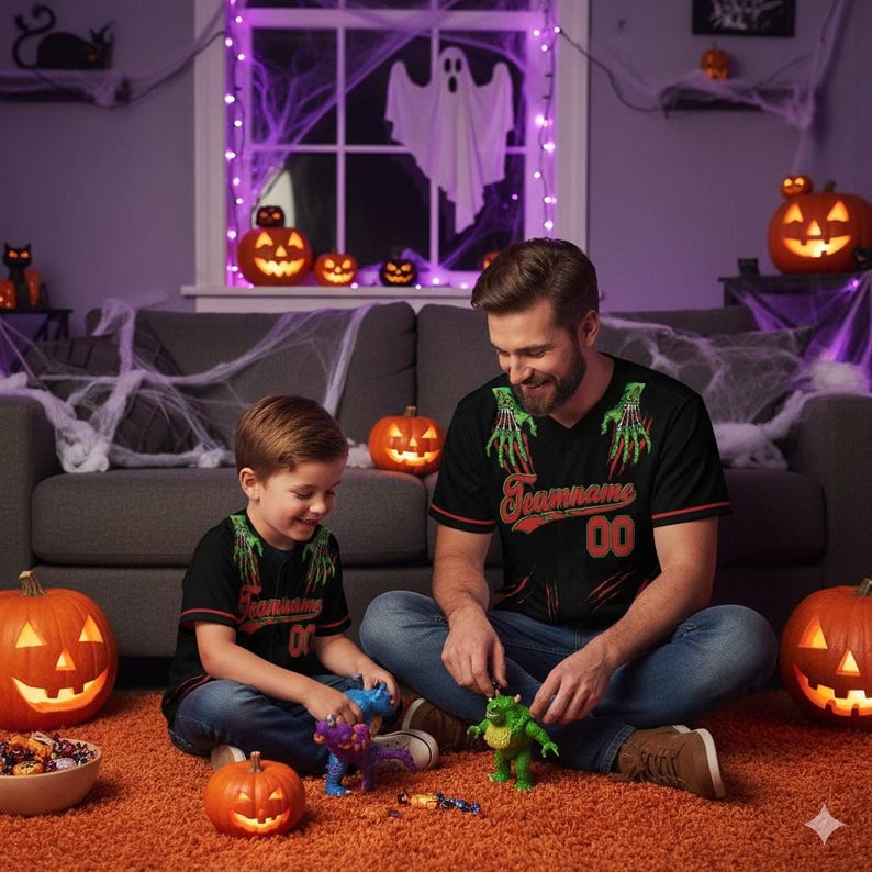 Custom Horor Halloween Baseball Jersey, Personalized Name Number Creepy Halloween Jersey, Baseball Uniform, Creepy Halloween Jerseys