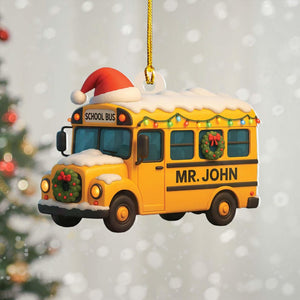 Personalized Flat 2D School Bus Ornament: Custom Teacher, Driver Appreciation Gift