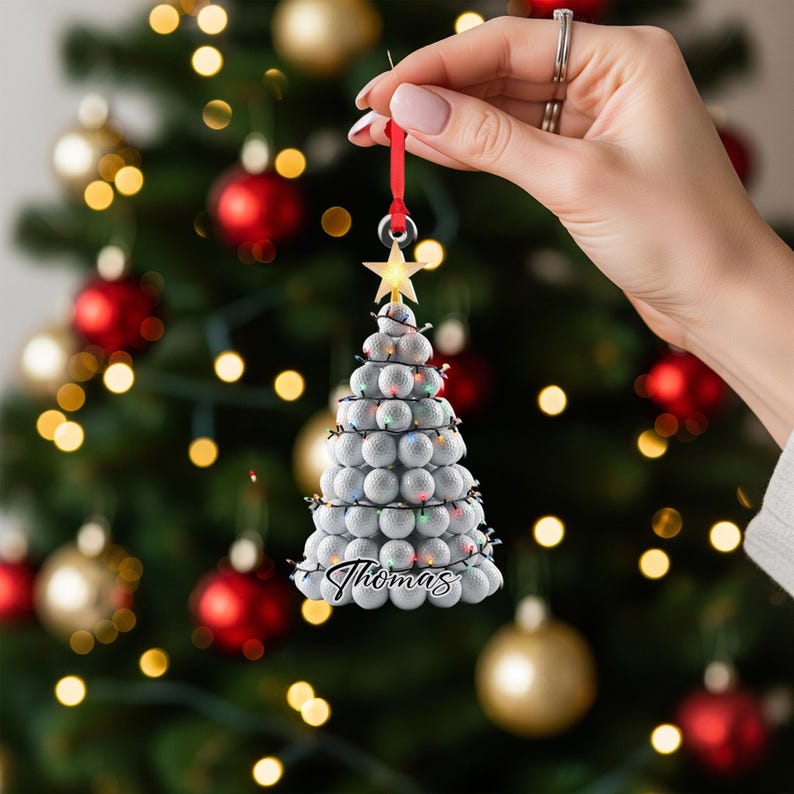 Personalized Golfer Christmas Ornament: Custom Name Acrylic Keepsake