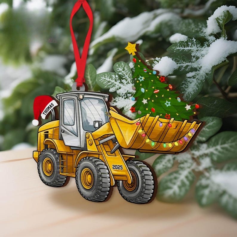 Personalized Excavator Christmas Ornament, Construction Vehicle Gift, Excavator Truck Christmas Ornament, Construction Gift For Boy
