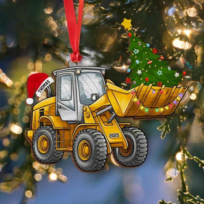 Personalized Excavator Christmas Ornament, Construction Vehicle Gift, Excavator Truck Christmas Ornament, Construction Gift For Boy