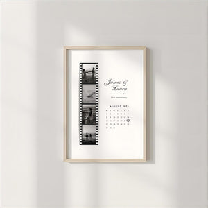 Personalised Couples Anniversary Gift, Custom Photo Print with Calendar, Ideal for Valentines Day Gift, Christmas Gift, Couple Wall Art
