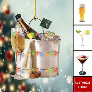 Martini Christmas Acrylic Ornament, Name Martini Wine Glass Ornament, Bartender Cocktail Christmas Gift, Cocktail Lover Gift
