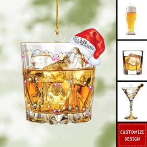 Martini Christmas Acrylic Ornament, Name Martini Wine Glass Ornament, Bartender Cocktail Christmas Gift, Cocktail Lover Gift