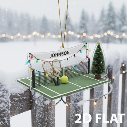 Personalized Tennis 2D FLAT Christmas Ornament, Custom Sports Xmas Tree Decoration, Tennis Player Holiday Gift, Tennis Court Ornament