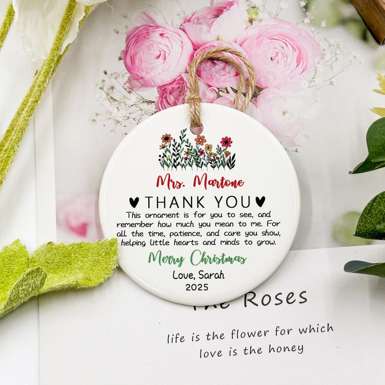 Personalized Christmas Gift for Teacher, Mentor Gifts, Custom Teacher Ornament, Teacher Appreciation, Thank You Teacher Christmas Ornament