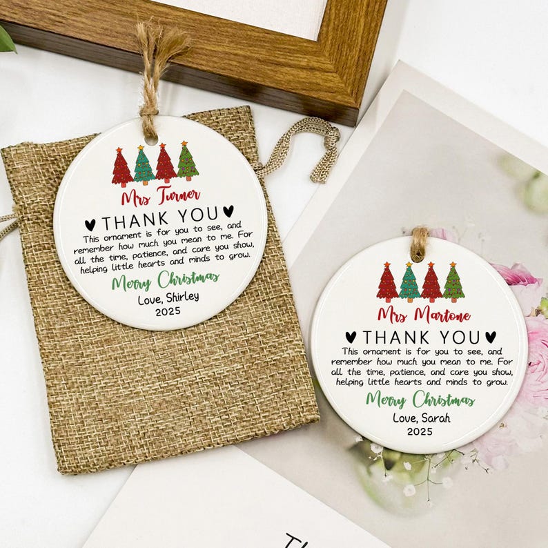 Personalized Christmas Gift for Teacher, Mentor Gifts, Custom Teacher Ornament, Teacher Appreciation, Thank You Teacher Christmas Ornament