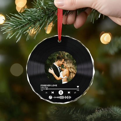 Custom Song Photo Ornament, Vinyl Record Photo Couple Ornament, Christmas Couples Gifts, Custom Couple Photo Ornament, Music Lovers Ornament