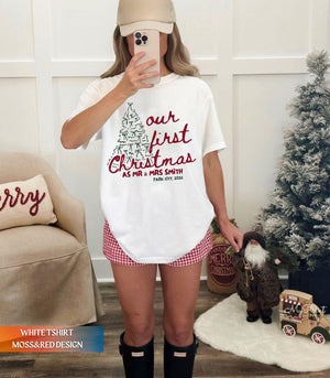 First Christmas as Mr and Mrs Personalized Crewnecks, Merry and Married, Custom Couples Christmas Shirts