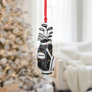 Personalized Golf Bag Christmas Ornament Custom Name Golfer Gift with Clubs
