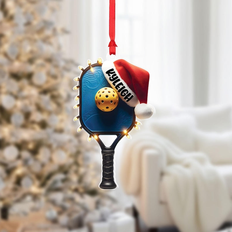 Personalized Pickleball Ornament: Custom Paddle & Ball Christmas Decor