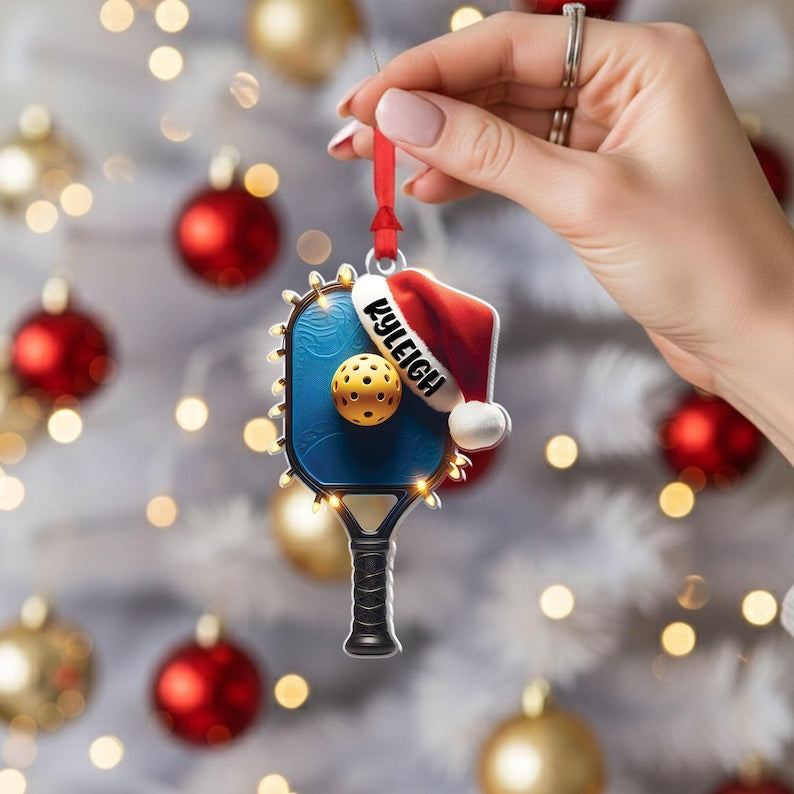 Personalized Pickleball Ornament: Custom Paddle & Ball Christmas Decor