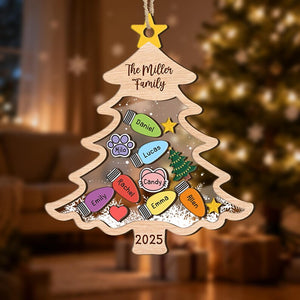 Custom Christmas Tree Shaker Ornament,Personalized Family Members Name Bauble,Family Keepsake,Xmas Decor,Christmas Tree Decor