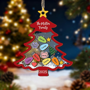 Custom Christmas Tree Shaker Ornament,Personalized Family Members Name Bauble,Family Keepsake,Xmas Decor,Christmas Tree Decor