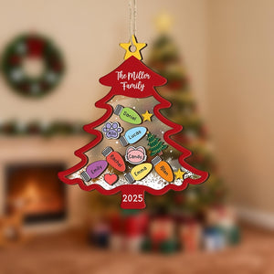 Custom Christmas Tree Shaker Ornament,Personalized Family Members Name Bauble,Family Keepsake,Xmas Decor,Christmas Tree Decor