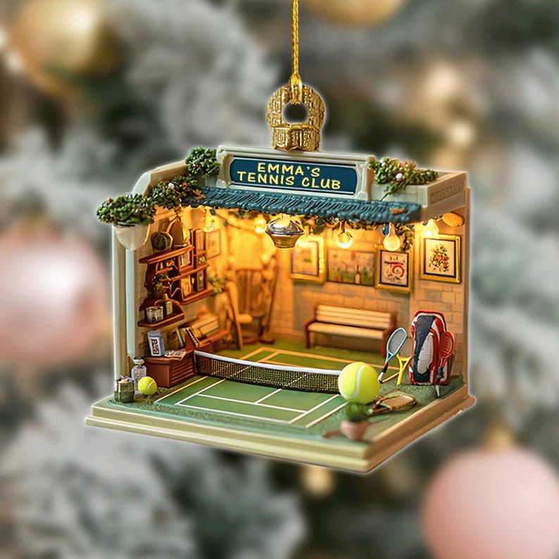 Custom Tennis Ornament | Personalized Tennis Club Christmas Ornament 2025 | Gift for Tennis Player & Coach, 2D Flat ornament