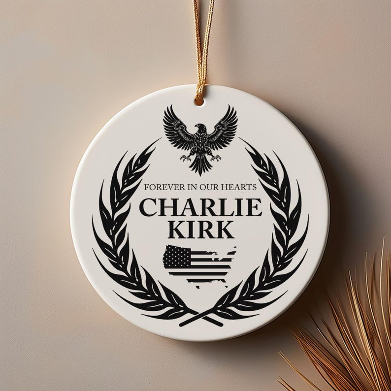 Charlie Kirk Memorial Ceramic Ornament: Patriotic Keepsake