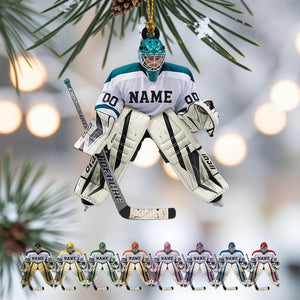 Personalized Hockey Goalie Ornament 2025, Christmas Ornament, Tree Hanging Decor, Flat 2D Acrylic, Custom Name & Number Sports Gift
