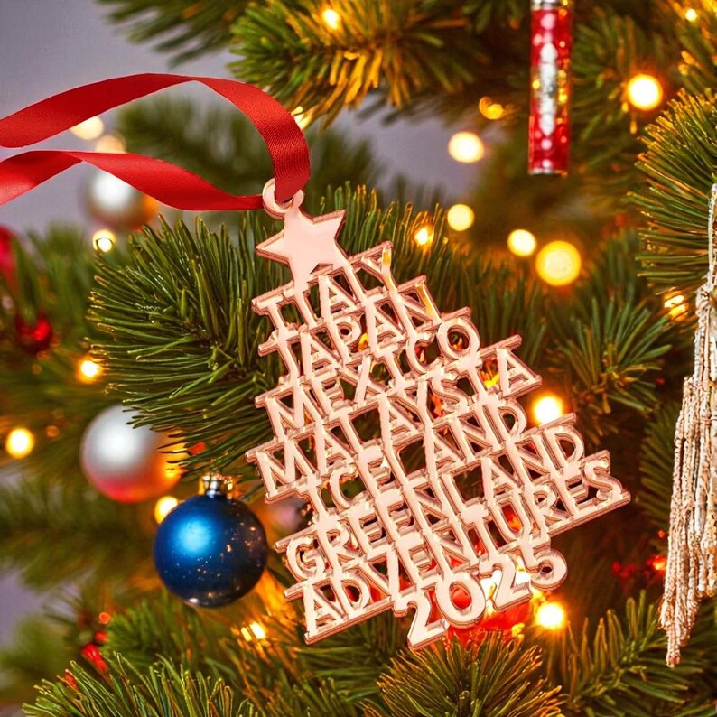 Travel Goal Destination Of The Year - Personalized DIY Mirror Acrylic Ornament