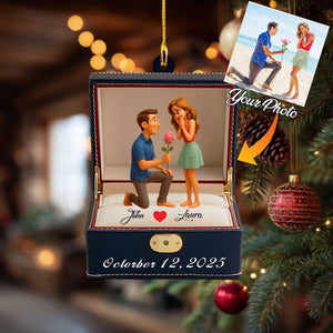 Personalized Engagement Ornament | First Christmas Engaged Acrylic Keepsake, Custom Proposal Photo Gift for Couples, Wedding Decoration