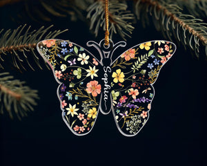 Personalized Butterfly with Kids Name, Butterfly Christmas Ornament, Custom Girls Name Ornament, Gift for Grandkids, Christmas Decor 2025