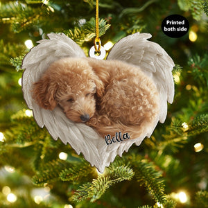 Personalized Poodle Dog Angel Ornament Flat 2D Cutout Holiday Tree Decor Gift for Dog Lovers, Pet Memorial Families Keepsake