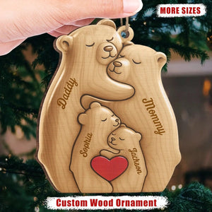 Personalized Wooden Bear Family Ornamnet,Custom Family Member Name Ornament,Christmas Gifts for Family Members, Family Holiday Keepsake Gift