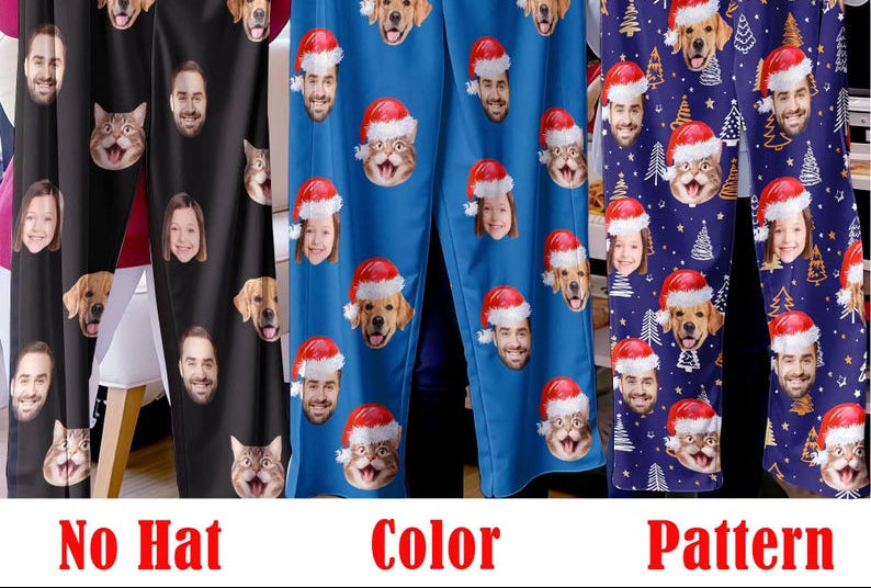 Custom Photo Pajama Pants: Personalized Pet Face or Family Gift Matching Christmas pants,Family Pants, Christmas Kids Toddler, Baby, Mommy and Me