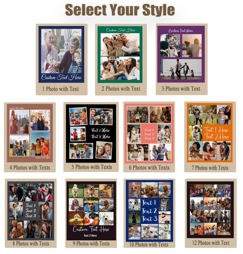 Custom Photo Blankets for Couch, Personalized Photo Collage Blankets for Adults with Text, Custom Couples Blankets with Pictures