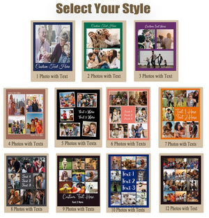 Custom Photo Blankets for Couch, Personalized Photo Collage Blankets for Adults with Text, Custom Couples Blankets with Pictures