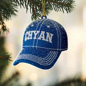 Custom Baseball Cap Flat 2D Acrylic Christmas Ornament Tree Hanging Decor Personalized Hat Ornament Gift for Sports Fans and Team Lovers