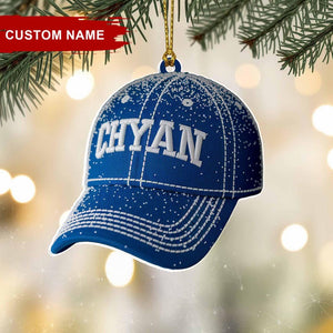 Custom Baseball Cap Flat 2D Acrylic Christmas Ornament Tree Hanging Decor Personalized Hat Ornament Gift for Sports Fans and Team Lovers