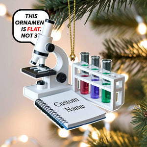 Custom Microscope Flat 2D Acrylic Christmas Ornament Tree Hanging Decor Personalized Science Ornament Gift for Scientists and Lab Lovers