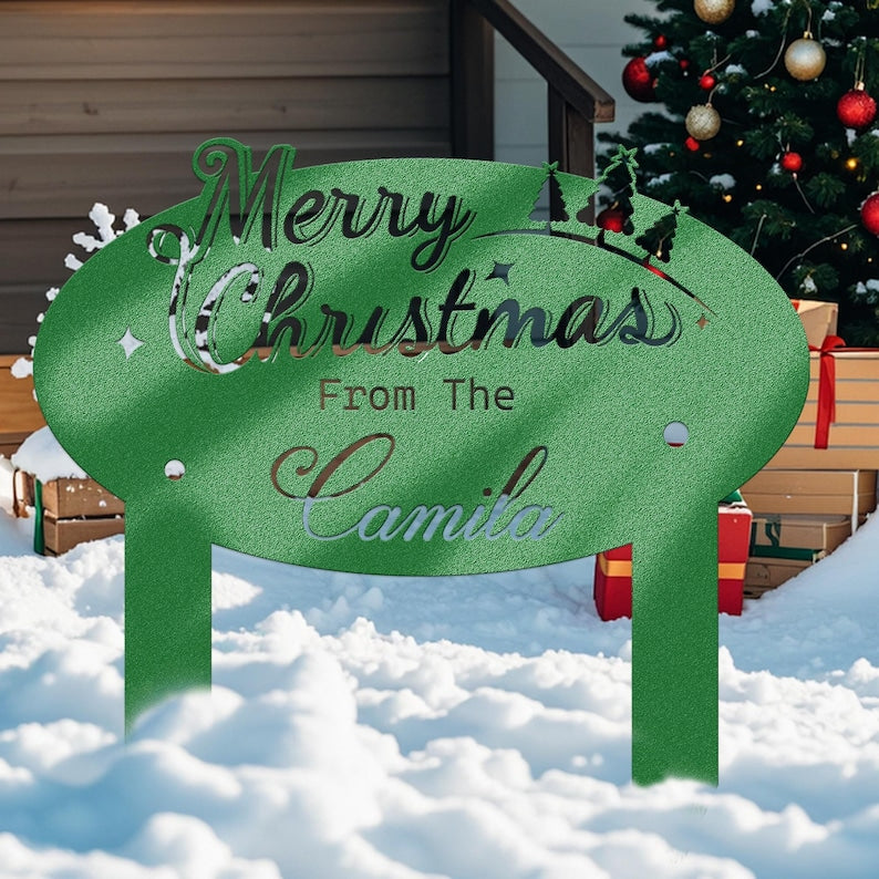 Personalized Christmas Metal Sign, Christmas Yard Decor, Christmas Outdoor Decor,Christmas Snow Decor, Custom Christmas Decor