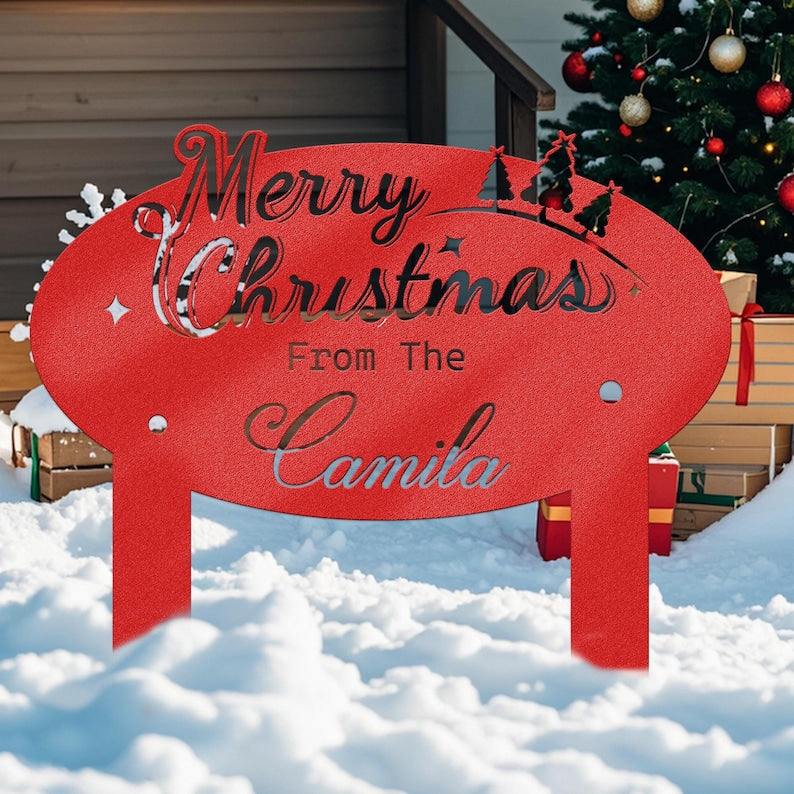 Personalized Christmas Metal Sign, Christmas Yard Decor, Christmas Outdoor Decor,Christmas Snow Decor, Custom Christmas Decor