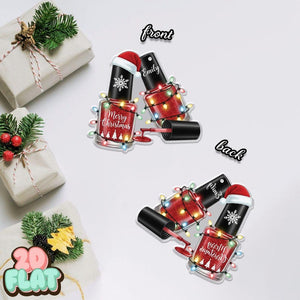 Personalized Nail Polish 2D FLAT Ornament, Custom Manicurist Christmas Tree Decor, Beauty Lover Holiday Gift, Funny Salon Nail Tech Keepsake