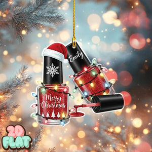 Personalized Nail Polish 2D FLAT Ornament, Custom Manicurist Christmas Tree Decor, Beauty Lover Holiday Gift, Funny Salon Nail Tech Keepsake