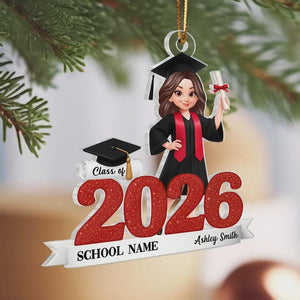 Class Of 2025 2026 2D Flat Senior Ornament, Personalized Acrylic Ornament, Christmas Gift For Senior, For Graduation
