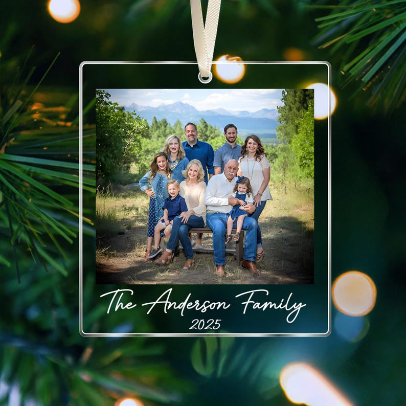 Custom Family Photo Ornament, Family Christmas Ornaments, Car Ornament Personalized Family Photo Keepsake 2025, Large Family Christmas Keepsake Gifts