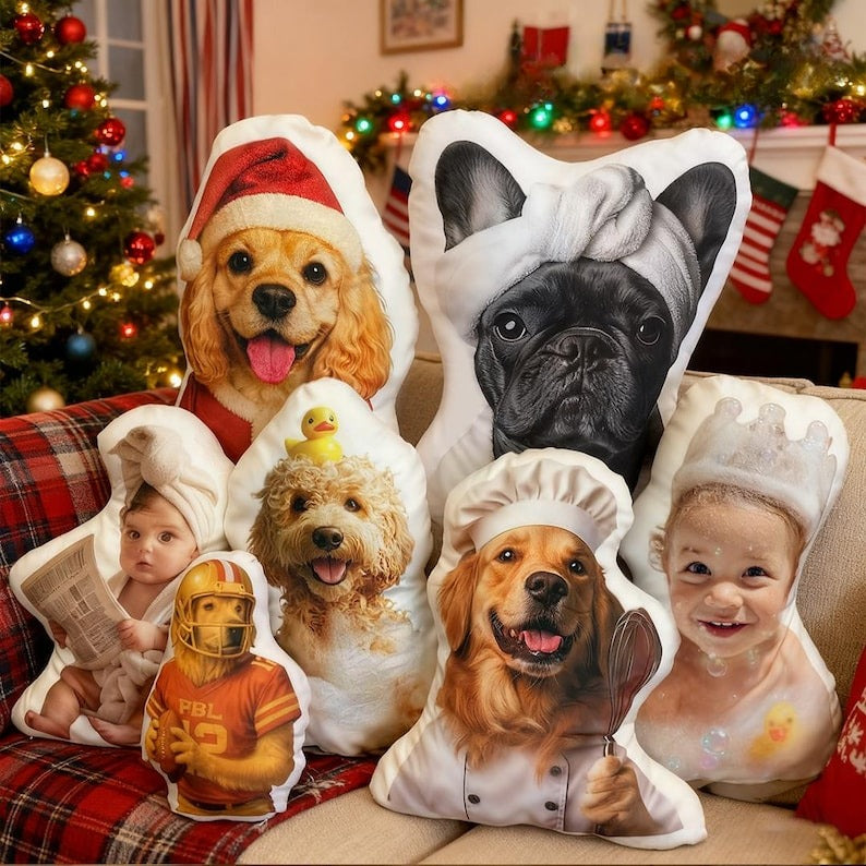 Custom Pet Pillow Personalized Dog or Cat Shaped Cushion, Pet Portrait Plush Gift, Pet Memorial Pillow, Funny Animal Gift for Pet Lovers