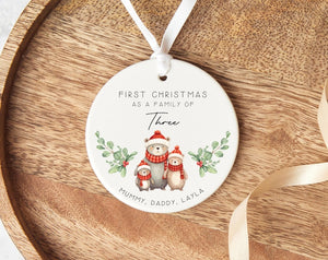 Family Christmas Ornament Personalised first Christmas as a family of three 2026