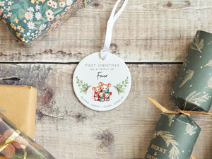 Personalised Family Christmas Ornament Custom Names First Christmas as a Family Keepsake Ceramic Bauble