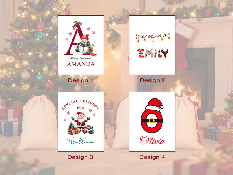 Premium Custom Santa Sack | Thick Canvas Personalised Christmas Present Gift Bag for Him Her Kids Adults | Add Name Initial Xmas Stocking
