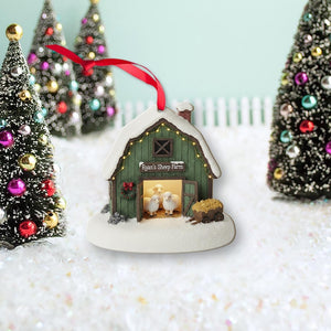 Personalized Sheep Farm Christmas Ornament Rustic Barn Holiday Decor