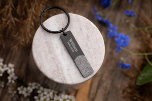 Fingerprint and Handwriting Memorial Keychain, Engraved Custom Signature Keyring with Thumbprint, Personalized Inscription Grief Gift