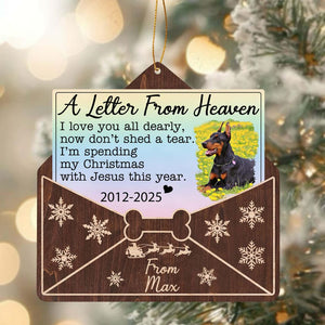 Custom Dog Chrismtas Ornament, Personalized Dog Photo A Letter From Heaven, Dog Memorial Ornament,Pet Loss Keepsake, Pet Portrait Name Gift