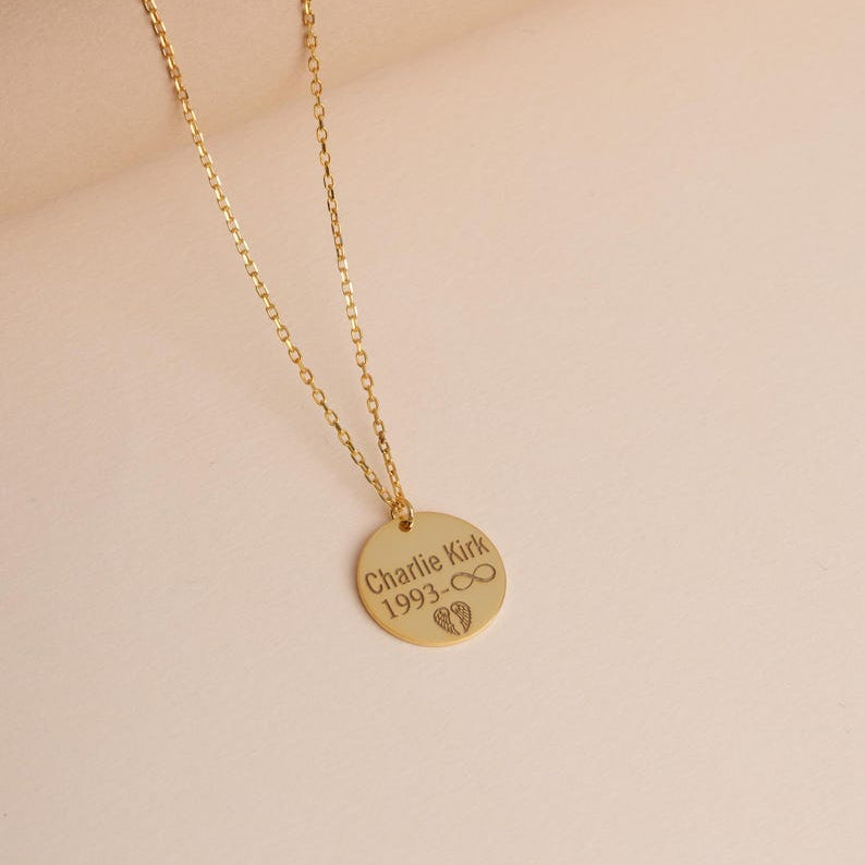 Freedom,Charlie Kirk Memorial Necklace, Justice for Charlie Tribute Jewelry, Freedom Keepsake Gift, Pray for Charlie Activist Pendant