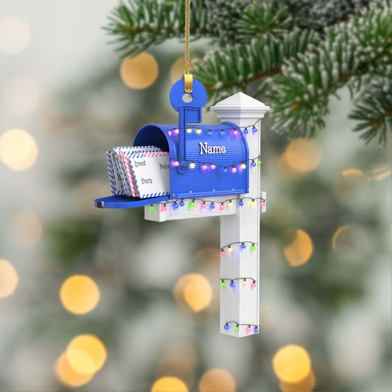 Custom Name Mailbox Christmas Ornament 2025, Personalized Mailbox Ornament, Postman Xmas Tree Decor, Gift for Mail Carriers & Postal Workers