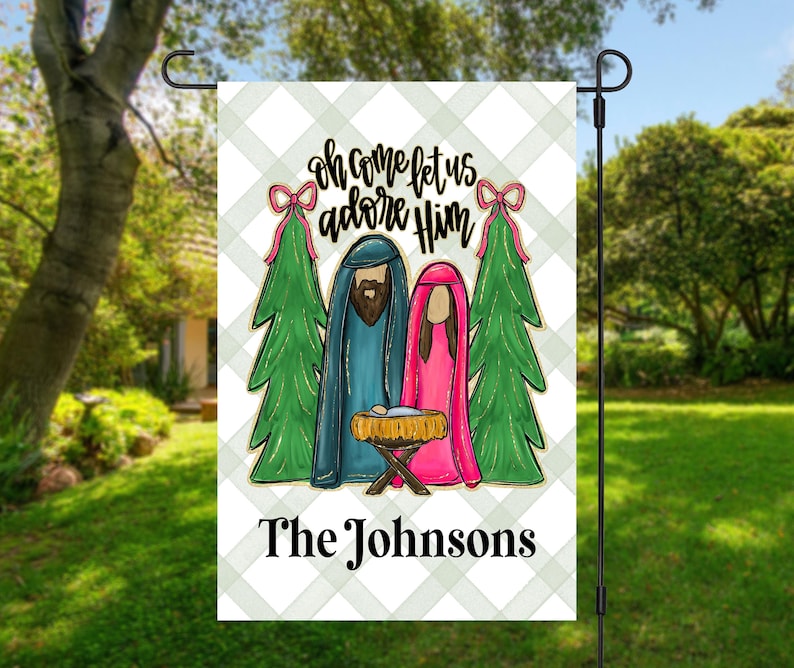 Custom Christmas Nativity Yard Welcome Home Sign Display Garden Flag Family Gift Holidays Home Decor Outdoor Accent Porch Design